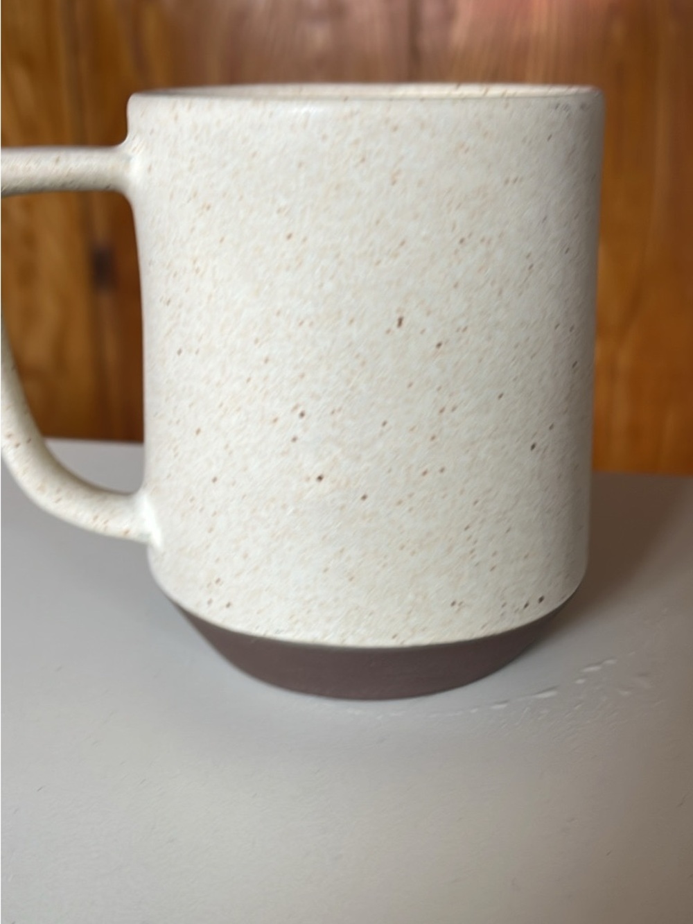 Speckled Cream Ceramic Mug with Brown Base